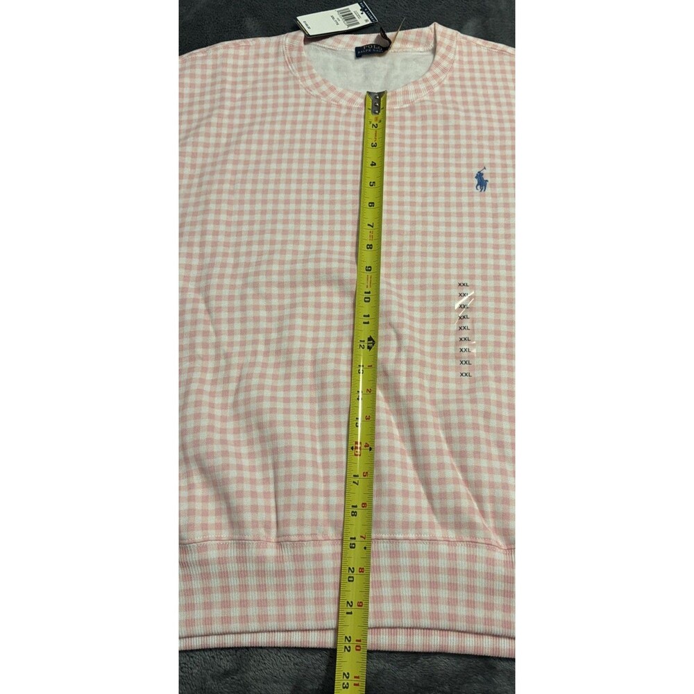 2XL Polo Ralph Lauren Gingham Fleece Sweatshirt Pink White - Picture 11 of 13
